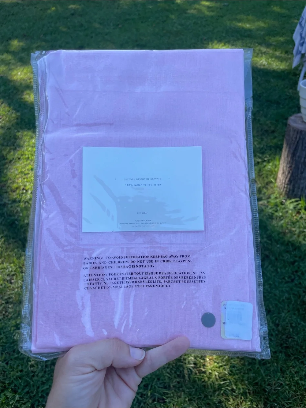 Pottery Barn Kids Solid Voile Sheer Tie Top Panel - Light Pink